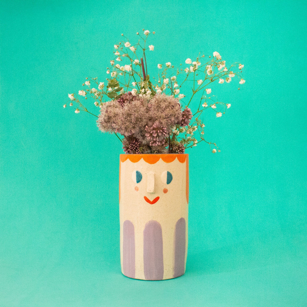Ceramic Vase - Girl with Purple Stripes