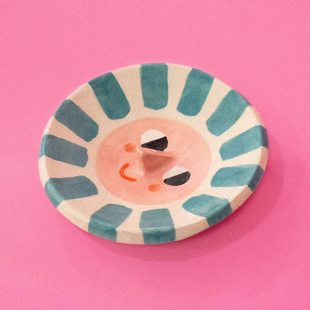 Ceramic Trinket Dish - Happy Sun Teal