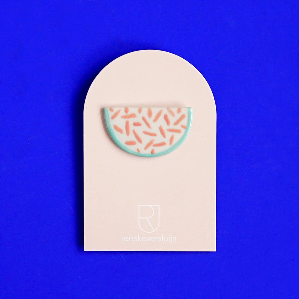 Porcelain brooch - Melon（国内発送）